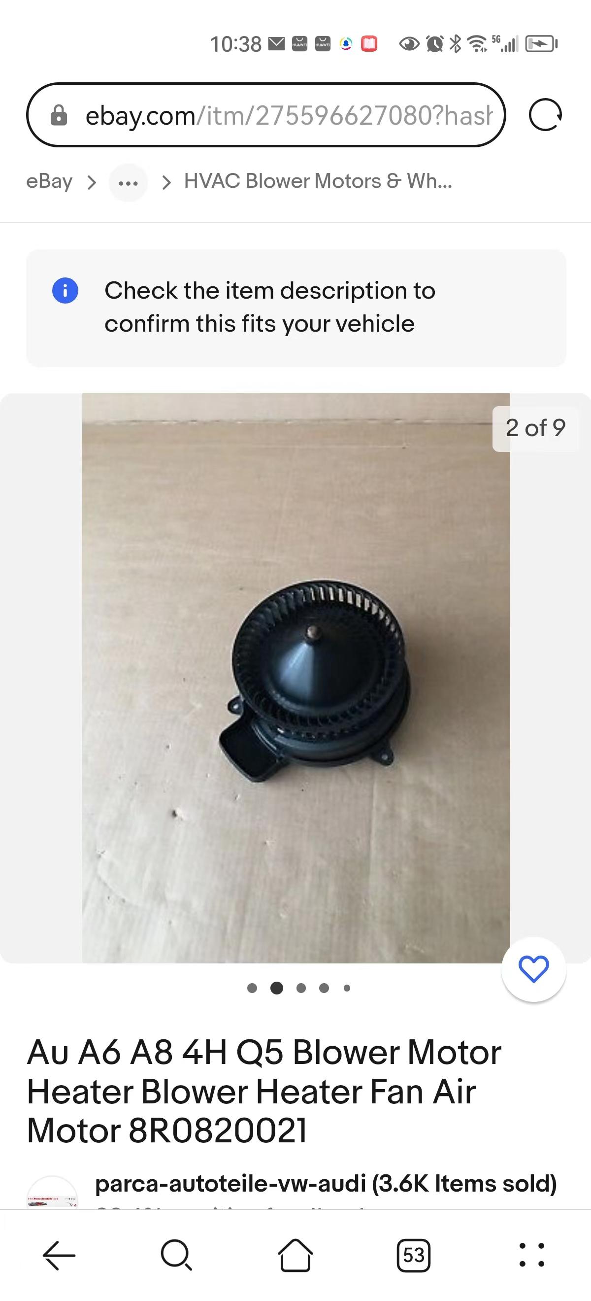 8R0820021 Blower motor for AUDI A6 4G S6 11-                                     