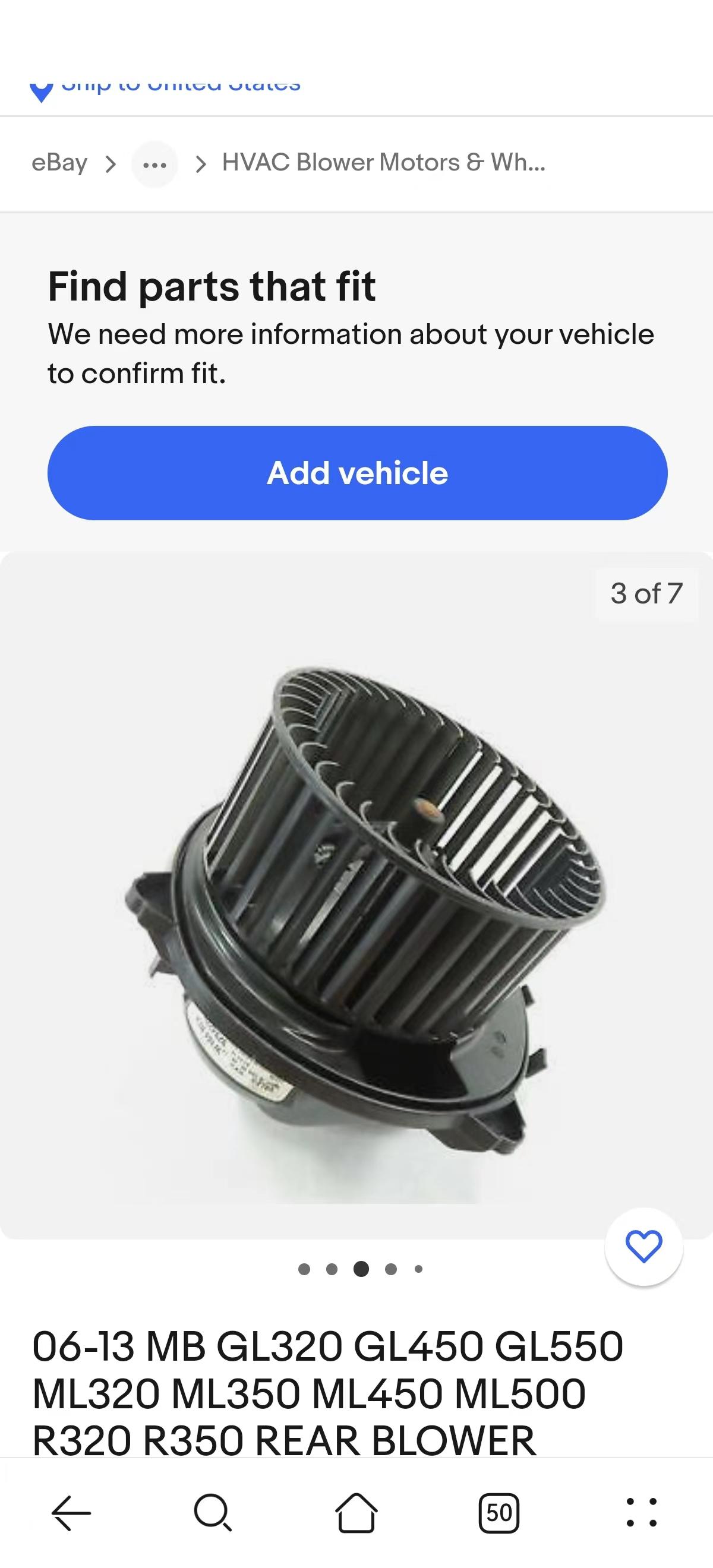 1648350107 Blower motor for MB GL320 GL450 GL550 ML320 ML350 ML450 ML500 R320 R35