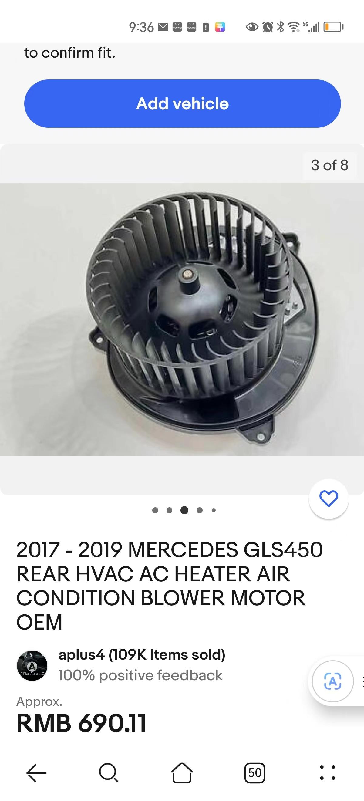 A1669060012                          615-58744 Blower motor for MB GLS450 REAR 17